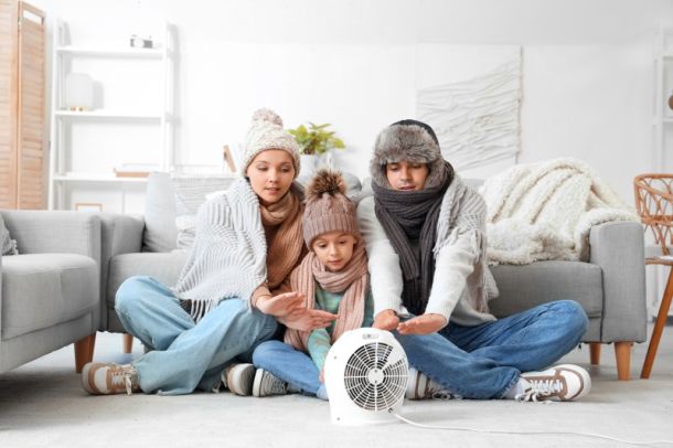 Famille qui économise sur le chauffage