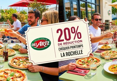 20% de remise sur votre addition dans vos restaurants Del Arte Angoulins, Les Minimes, Puilboreau La Rochelle