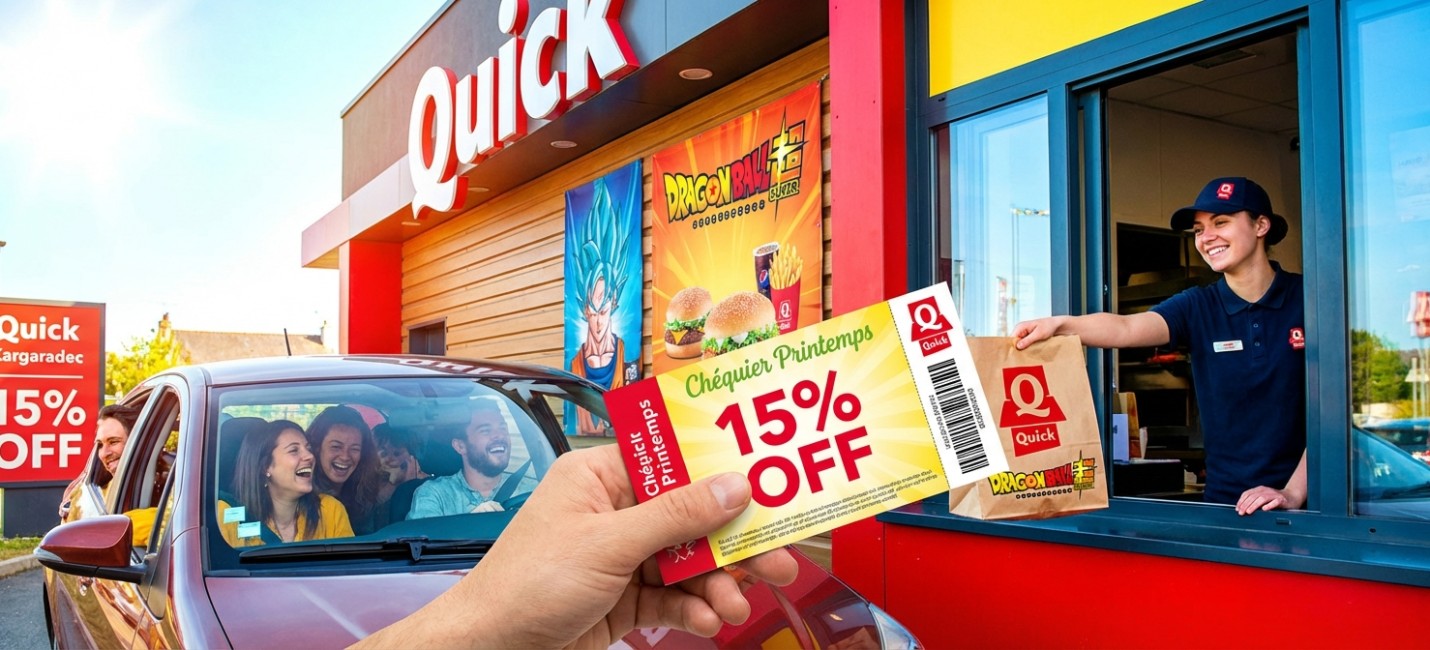 15% de réduction sur votre commande chez Quick Z.I. de Kargaradec, à BREST