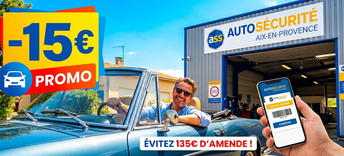15€ de remise sur votre prochain contrôle technique chez Auto Sécurité Aix-en-Provence
