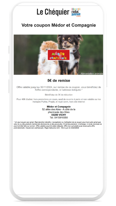coupon de réduction reducavenue dans téléphone sans code-barres ni QR code